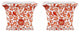Set of 2 Orange and White Twisted Lotus Square Porcelain Flower Pots 6"