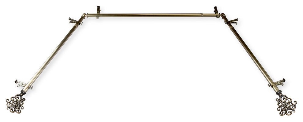 Fabritio 13/16" Bay Window Curtain Rod, Antique Brass