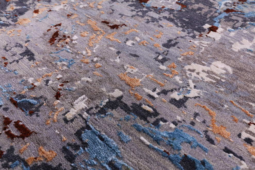 7' 11" X 10' 2" Hand-Knotted Wool and Silk Abstract Rug Q6237