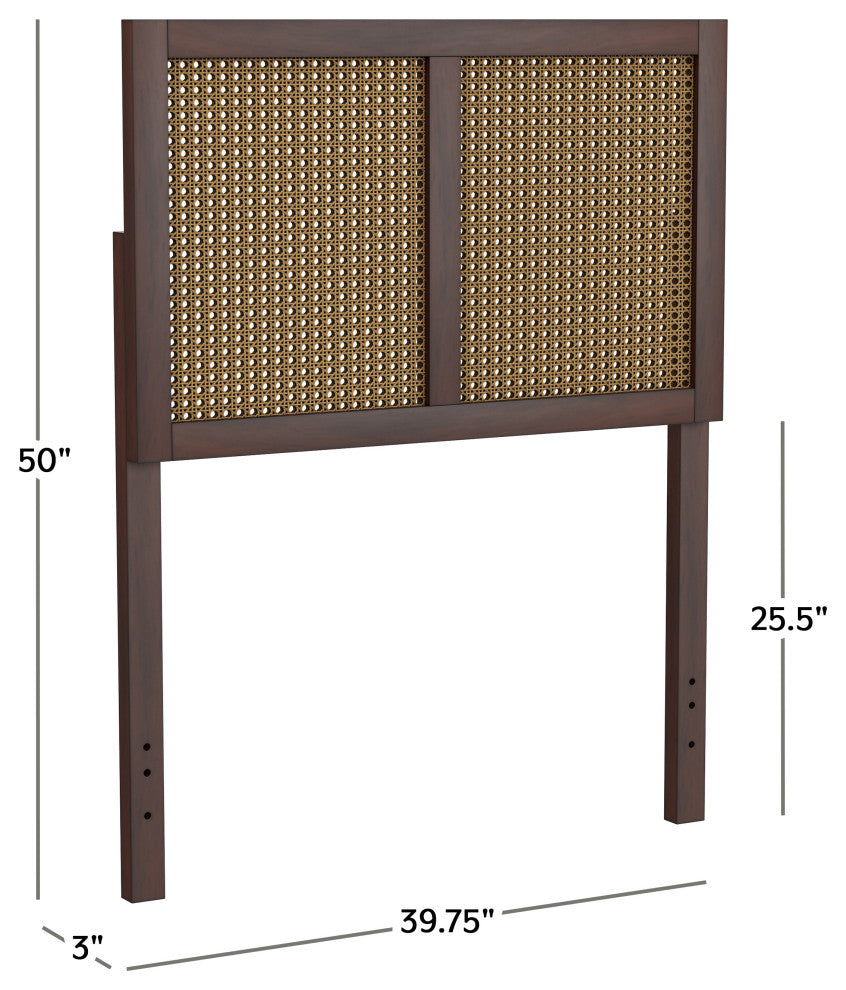 Hillsdale Serena Wood and Natural Cane Panel Twin Size Headboard