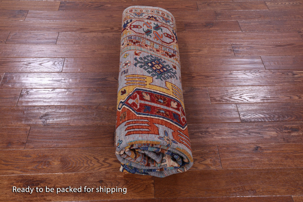 6' 11" X 9' 3" Tribal Fine Serapi Hand-Knotted Wool Rug - Q12497