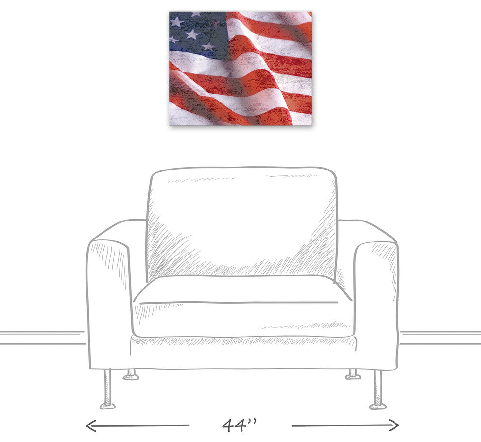 Distressed American Flag 16x20 Canvas Wall Art