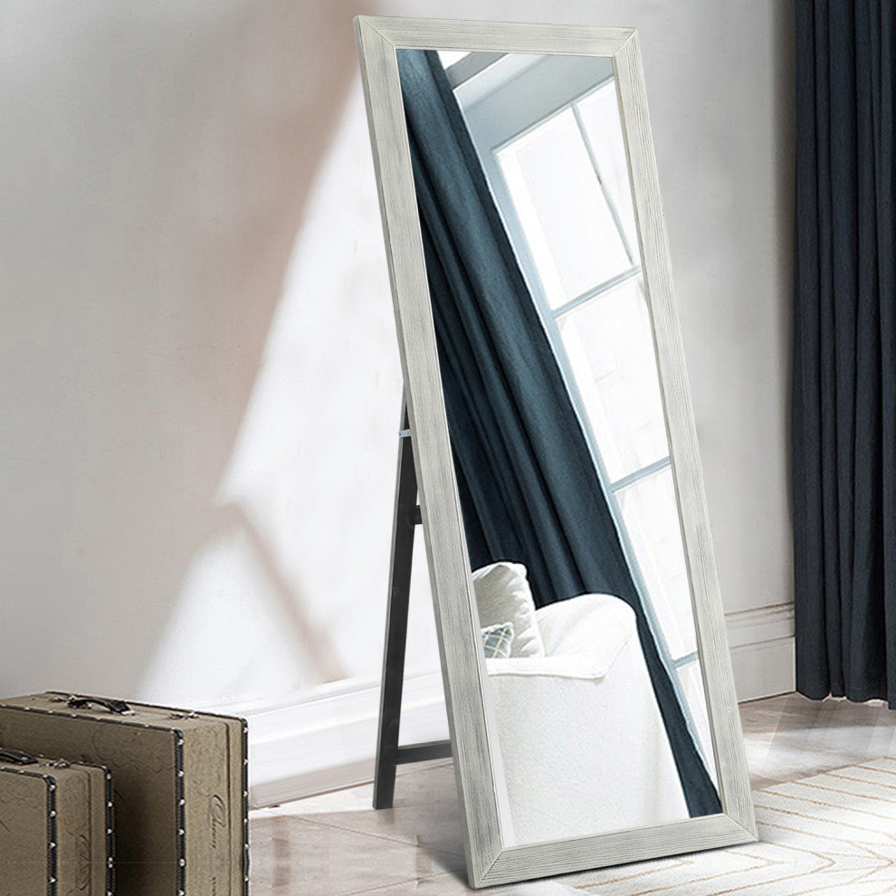 Brushed White Wooden Mirror