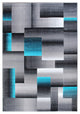Elio Collection Color Blocked Area Rug, Turquoise, 5' X 7'