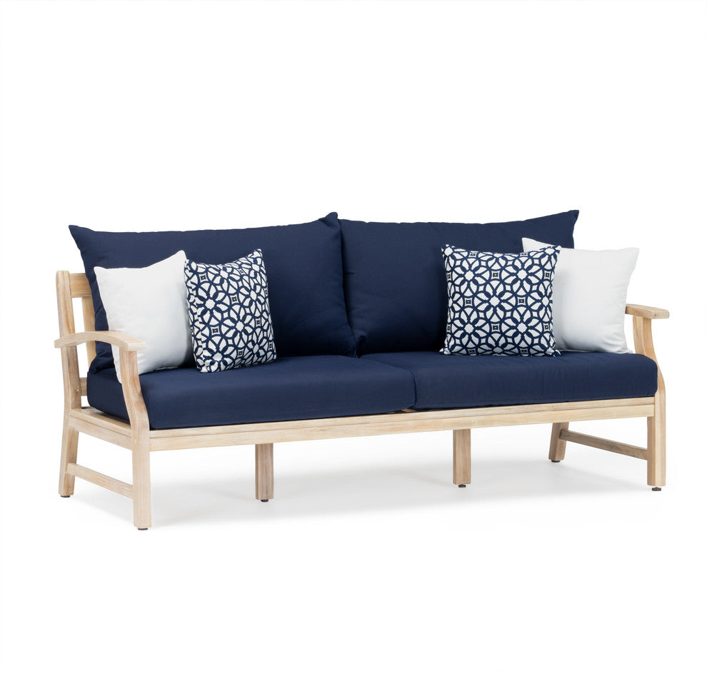 Kooper 4 Piece Acacia Outdoor Patio Seating Group, Navy Blue