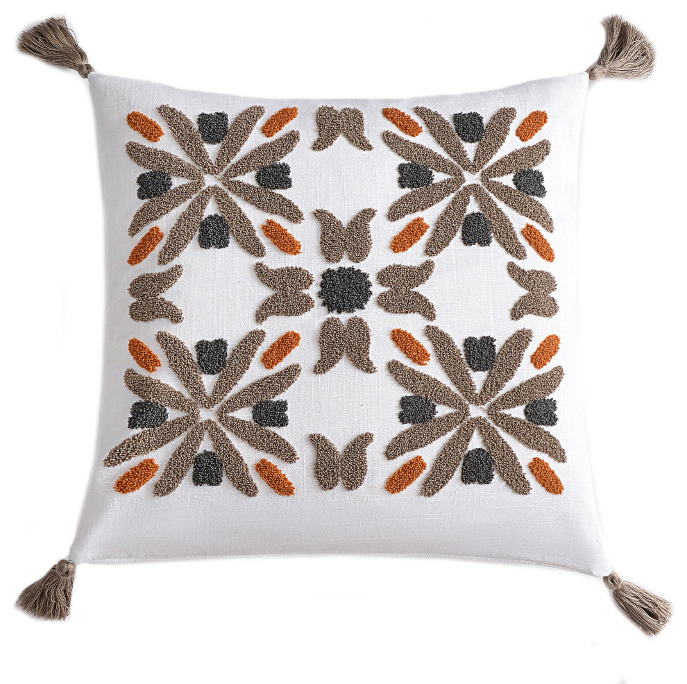 Abbie Crewel Embroidery Pillow, 20" x 20", 1PC