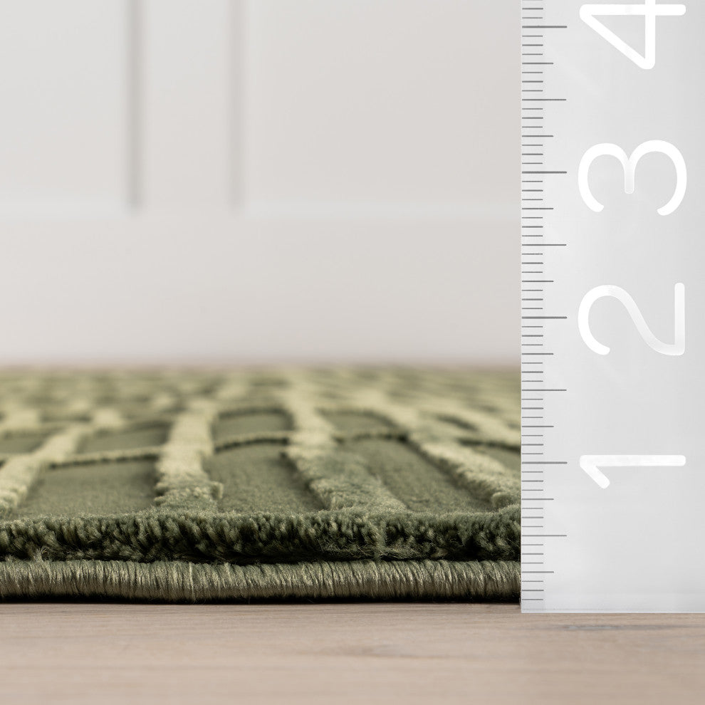 Nuloom Kailani Geometric Washable Rug, Green 5' x 8'