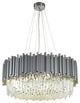 12-Light D28" Chrome Stainless Steel Chandelier With Clear Crystals