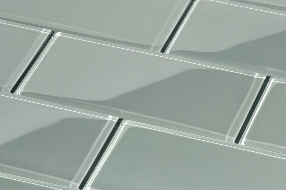 3"x6" Glass Subway Collection, True Gray