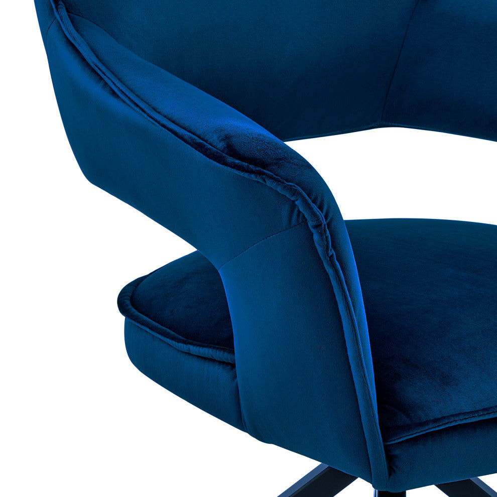 Benzara BM248162 Velvet Upholstered Contemporary Accent Chair, Black and Blue