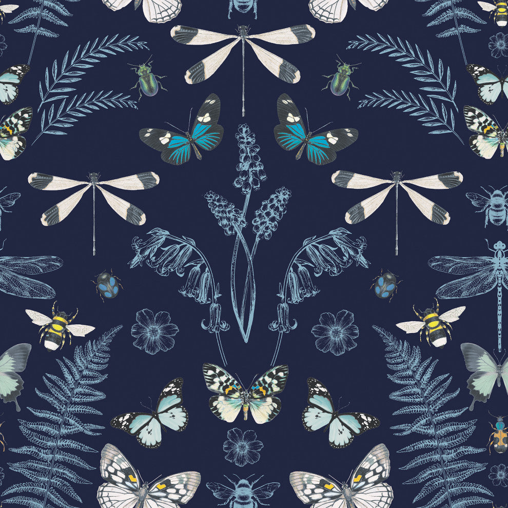 Hidden Treasures Blue Peel and Stick Wallpaper