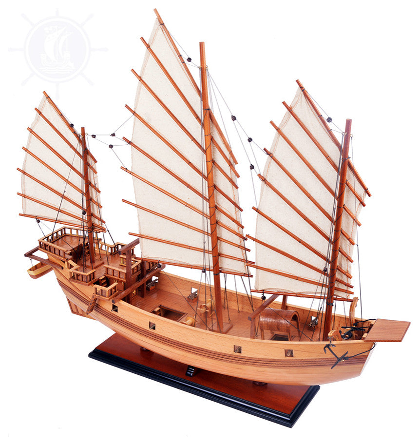 Chinese Junk Natural Finish Wooden Handcrafted boat model
