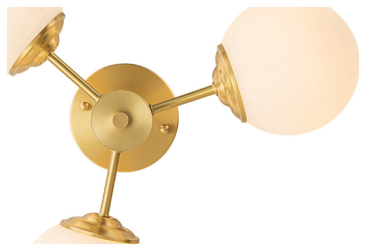 Mid-Century Modern 3-Light Sputnik Glass Globe Semi Flush Mount