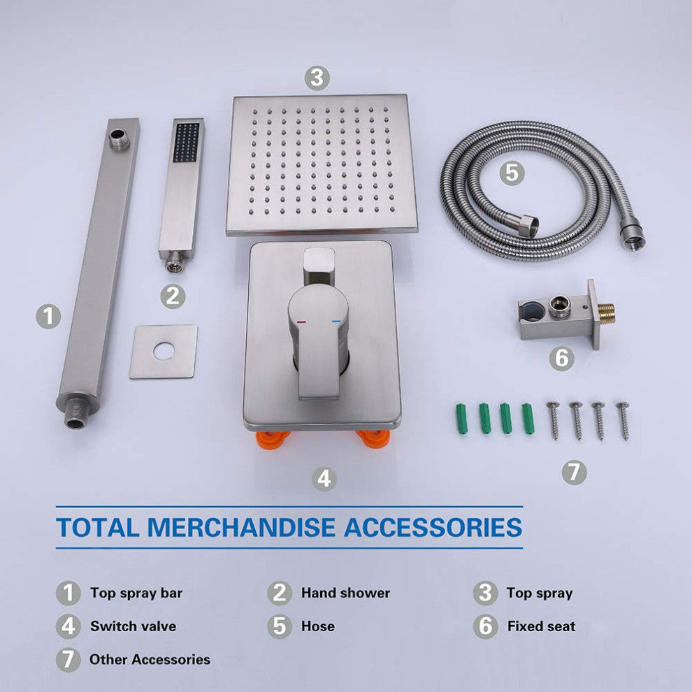 Pressure Balanced Shower System with Handheld Shower, Brushed Nickel