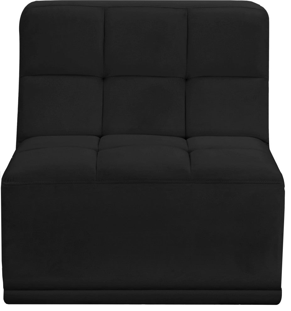 Relax Velvet Upholstered Armless Chair, Black
