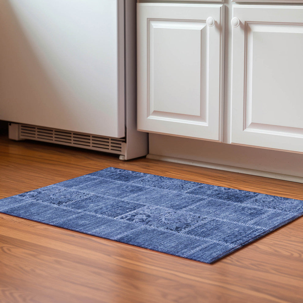 Premium Machine Washable Mayfield AMF635 Navy 1'8" x 2'6" Rug