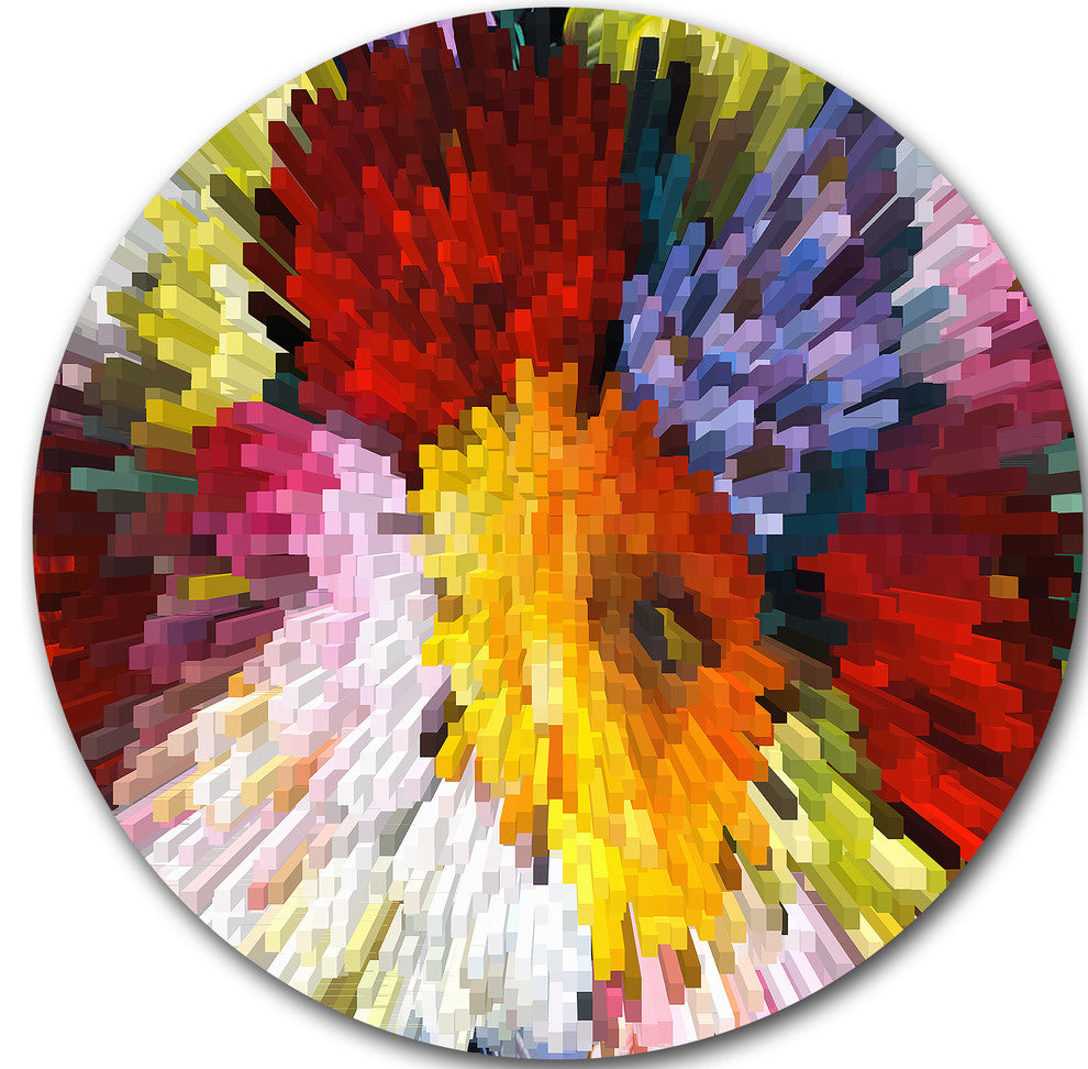 Extrusive 3D Fabric Flowers, Floral Art Disc Metal Wall Art, 23"
