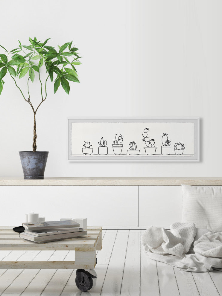 "Succulent Line Up" Framed Painting Print, 30x10