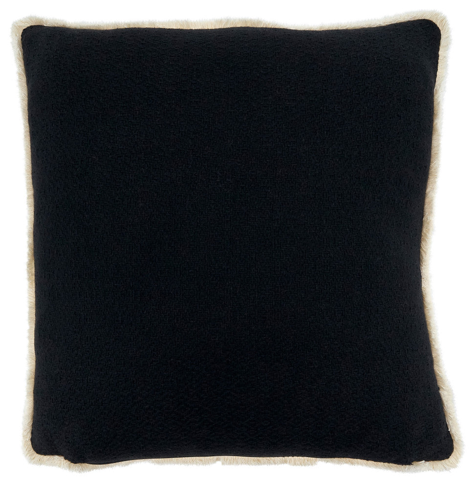 Down Filled Throw Pillow With Reversible Design, 18"x18", Black/White