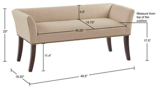 Madison Park Flared Low Arm Low Back Accent Bench Chair, Tan