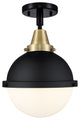 Innovations 447-1C-BAB-HFS-81-BK Hampden 1 Light 9" Flush Mount, Matte Black