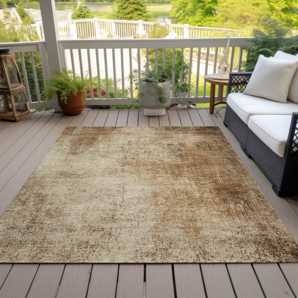 Machine Washable Indoor/Outdoor Chantille ACN1903 Beige 3' x 5' Rug