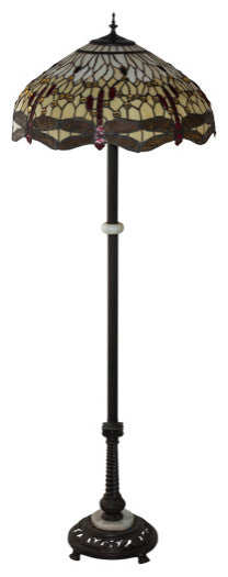 Meyda Lighting 229132 62" High Tiffany Hanginghead Dragonfly Floor Lamp