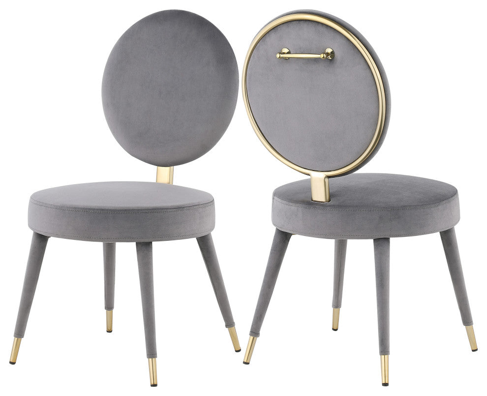 Brandy Velvet Upholstered Dining Chair, Set of 2, Gray