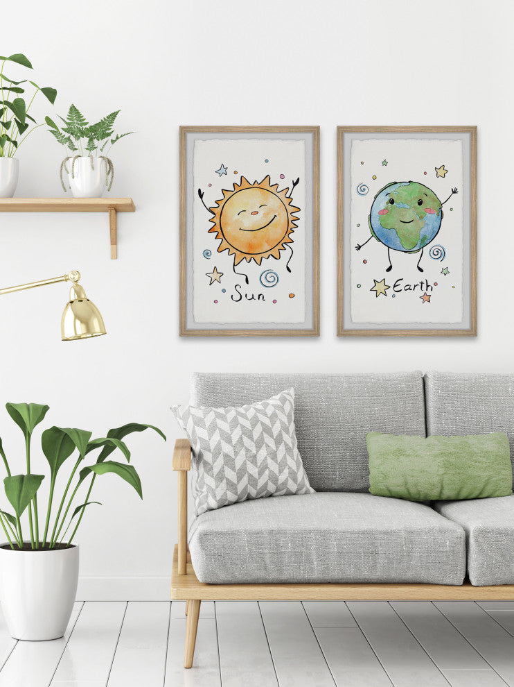 Sun and Earth Diptych, 2-Piece Set, 24x36 Panels