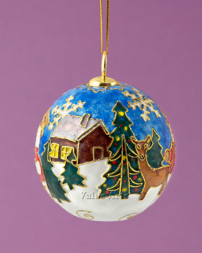 Cloisonne Snowman Ball Ornament