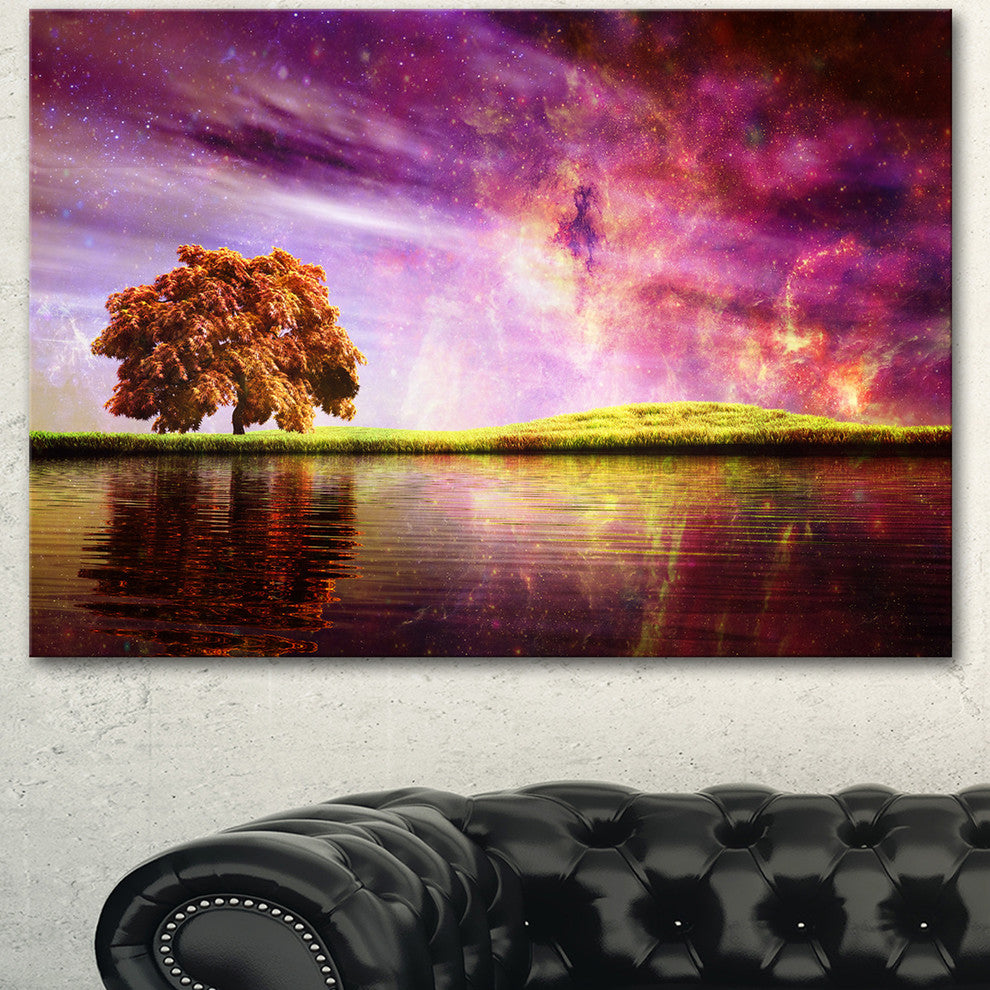 Magic Night with Colorful Clouds, Landscape Canvas Art Print, 60"x28"