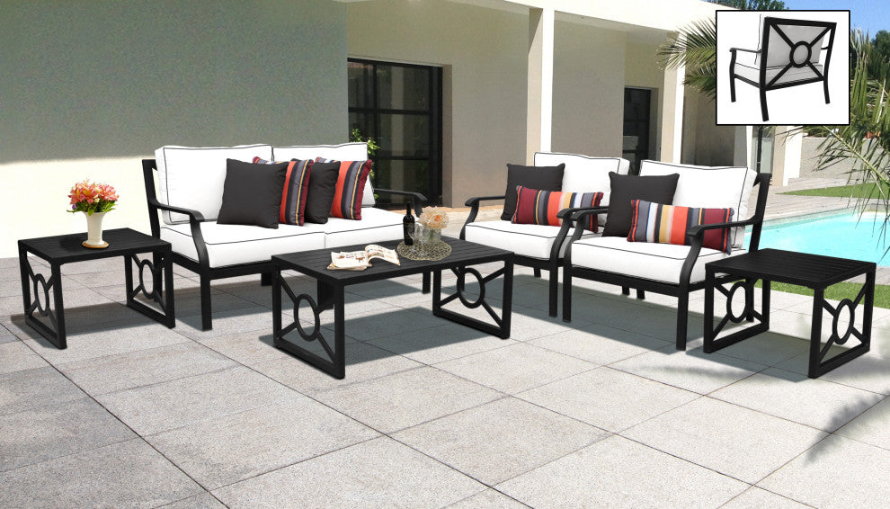 kathy ireland Madison Ave. 7 Piece Aluminum Patio Furniture Set 07d, Snow