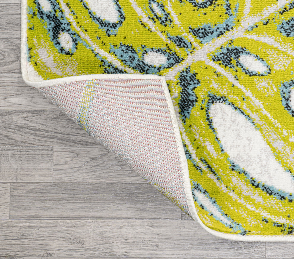 Monstera Tropical Leaves Ivory/Green 8'x10' Area Rug