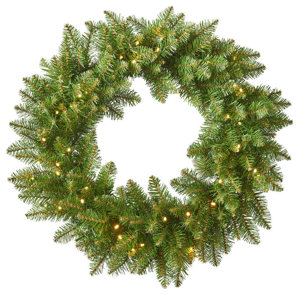 24" Fraser Fir Pre-Lit Warm White LED Artificial Christmas Wreath