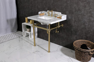 Kingston Brass LMS3030MBSQ7 30" Carrara Marble Console Sink, Legs