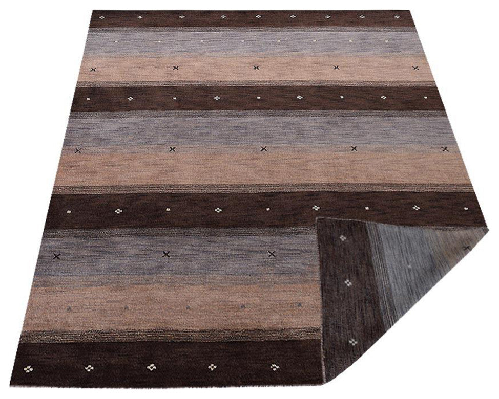HAND KNOTTED LOOM WOOL ECO-FRIENDLY AREA RUGS  - Brown Beige,Contemporary