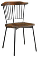 21" X 19" X 32" Brown Oak Wood and Black Metal Base Side Chair Set of 2