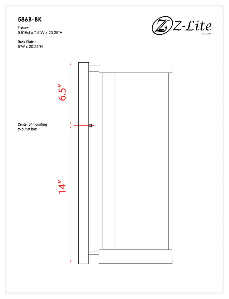 Z-Lite Glenwood 1 Light Outdoor Wall Light, Black