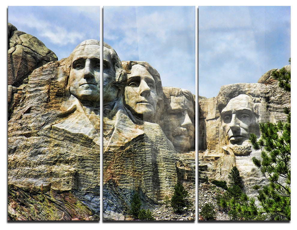 "Mount Rushmore South Dakota" Photo Metal Wall Art, 3 Panels, 36"x28"