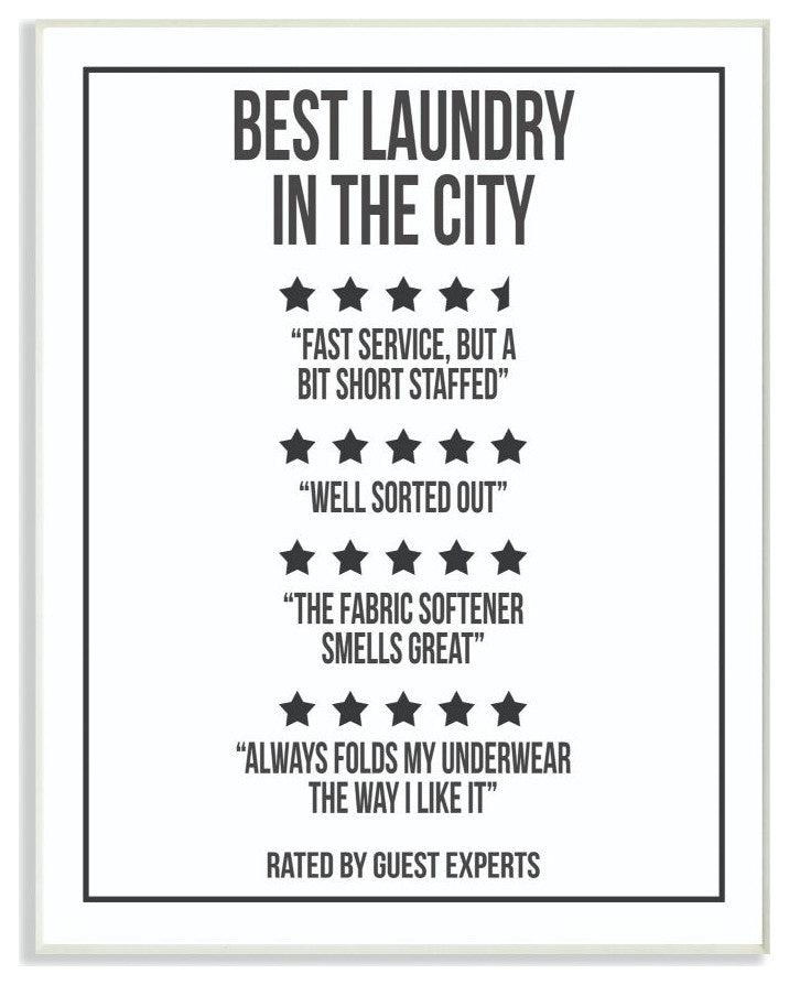 Five Star Laundry Funny Word Black And White Design, 10"x15"