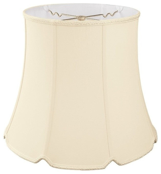 Tall Drum Bottom V-Notch Designer Lampshade, Beige