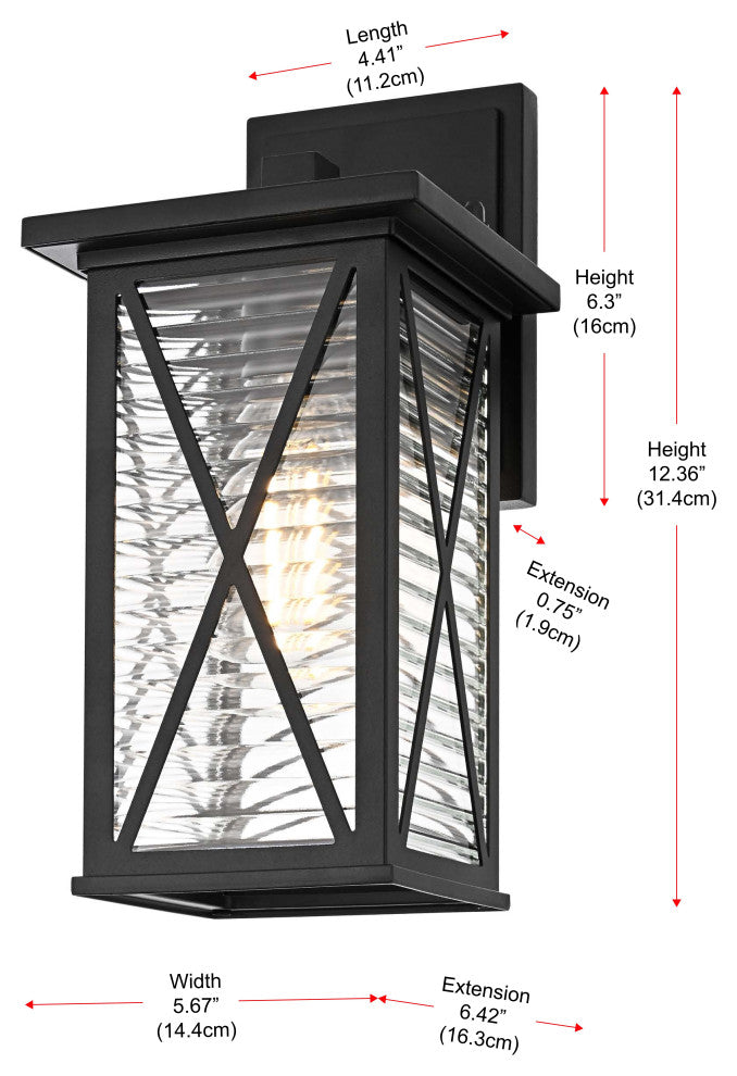 Home Living 12" Outdoor Wall sconce, Black