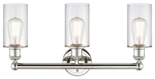 Clymer 3-Light 22" Bath Vanity Light, Polished Nickel, Clear Shade