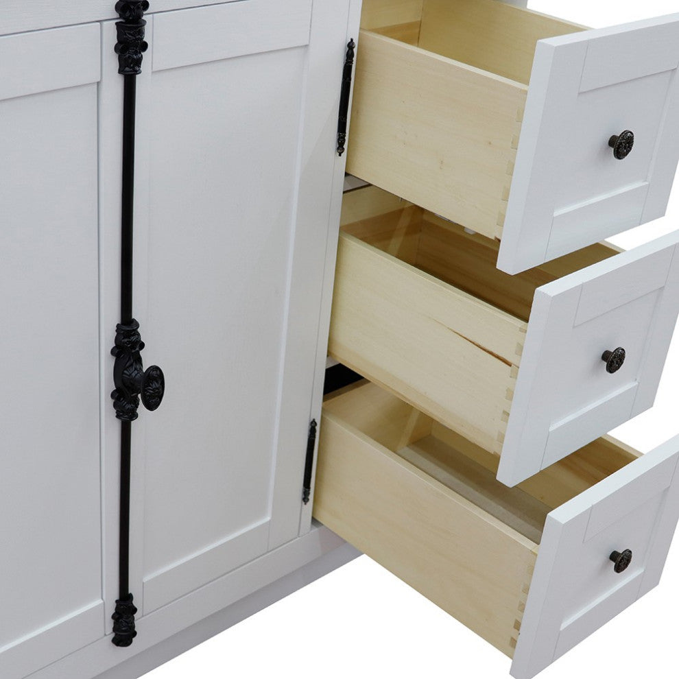 37" Vanity, Glacier Ash With Gray Granite Top, Left Doors/Left Rectangle Sink