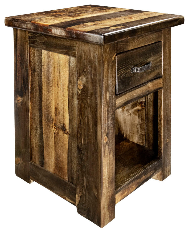 Big Sky Collection Rugged Sawn One Drawer Nightstand, Natural, 30"H