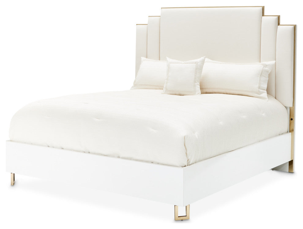 Palm Gate Queen Upholstered Bed, Cloud White