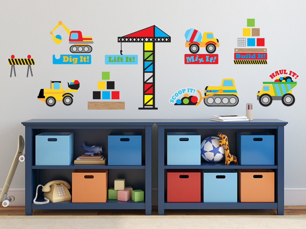 Construction Fabric Wall Decal, Full Set