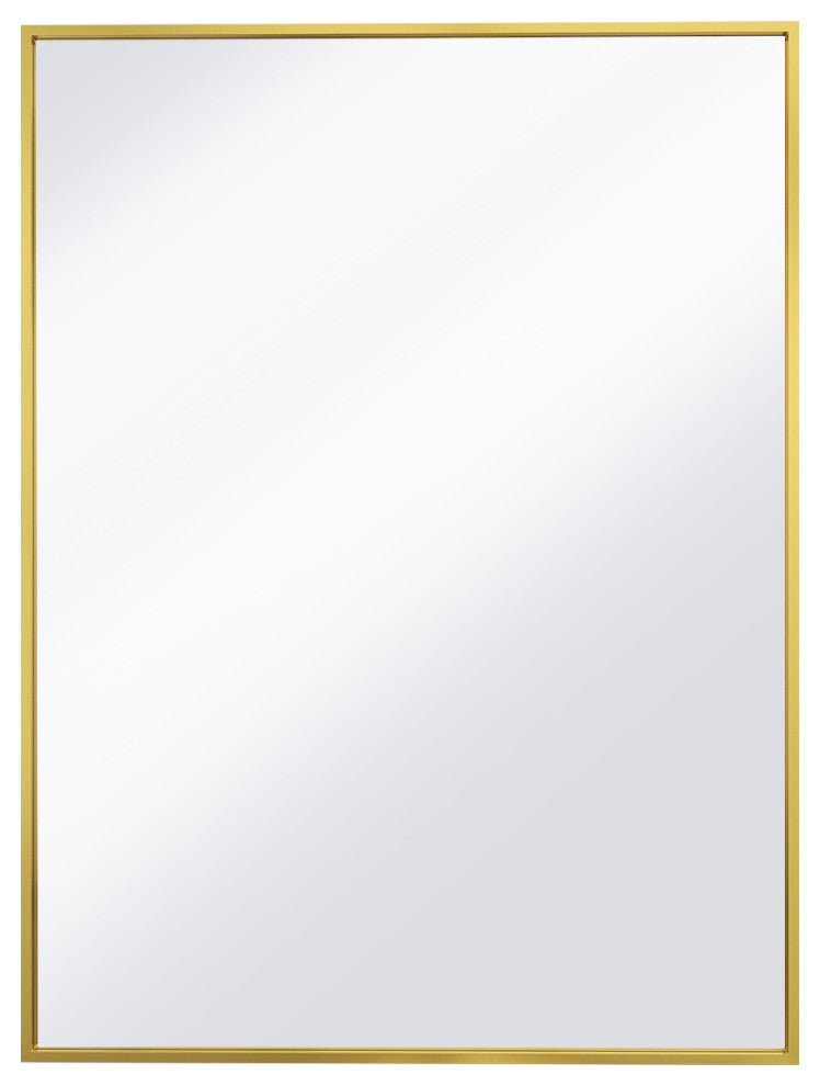 Easly Rectangular Aluminum Alloy Framed Mirror, Gold, 30x39