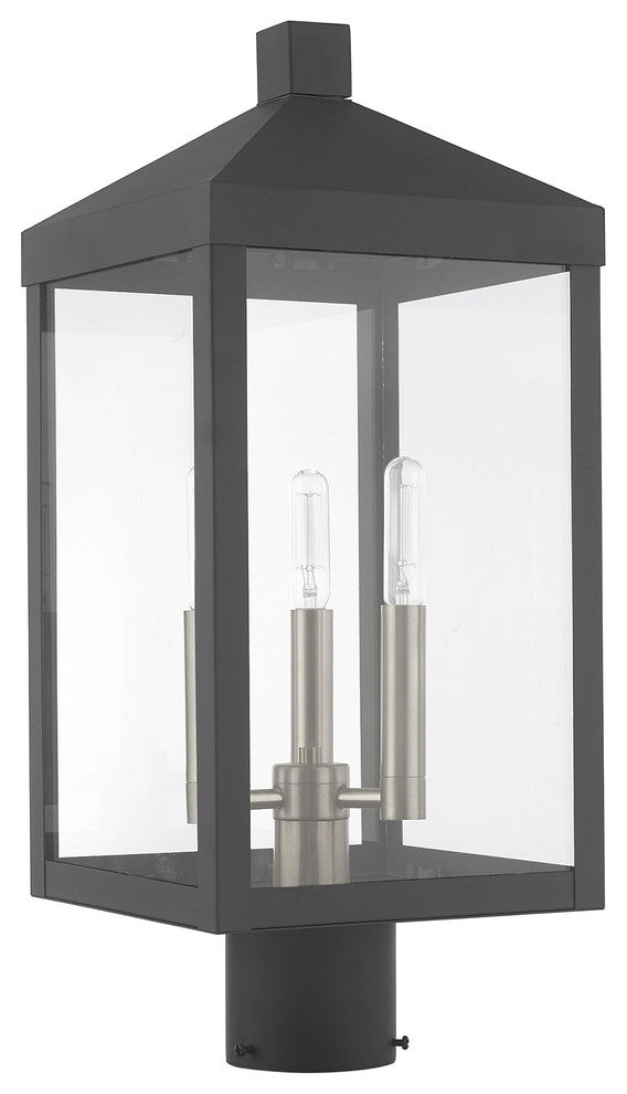 Livex Lighting Scandinavian Gray 3-Light Outdoor Post Top Lantern