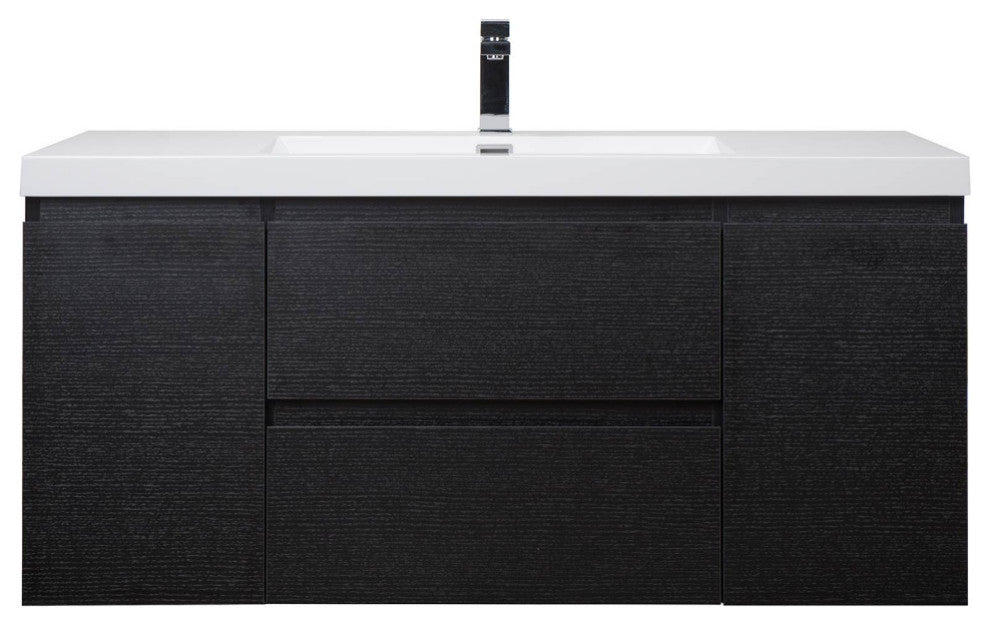 ConceptBaths 48" Angela Wall Mounted Modern Single Vanity, Black